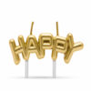 3D Happy gyertya arany színben