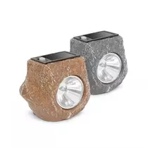 LED-es kültéri szolárlámpa - &quot;barna vagy szürke kő&quot; - hidegfehér - 80 x 56 x 70 mm