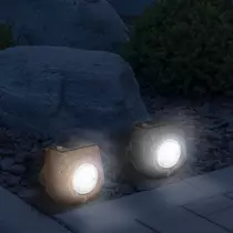LED-es kültéri szolárlámpa - &quot;barna vagy szürke kő&quot; - hidegfehér - 80 x 56 x 70 mm