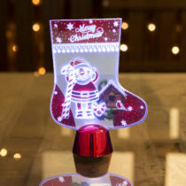 Karácsonyi asztali LED dekor - fényes talppal - csizma - 15 cm