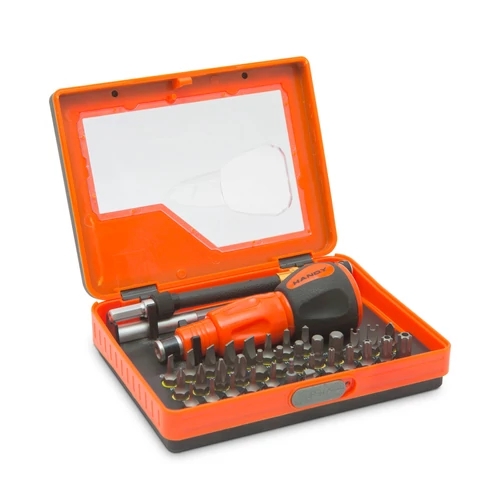 Racsnis mini csavarhúzószett 36 bitfejjel - toldóval