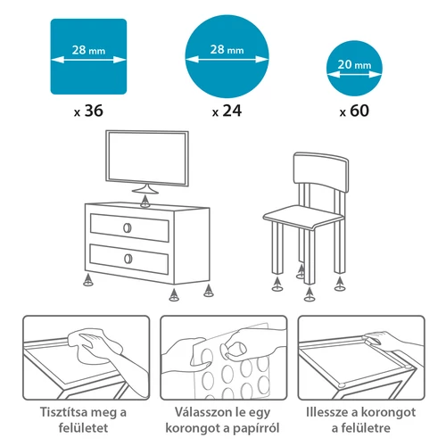Öntapadós filcpárna 120 db / csomag