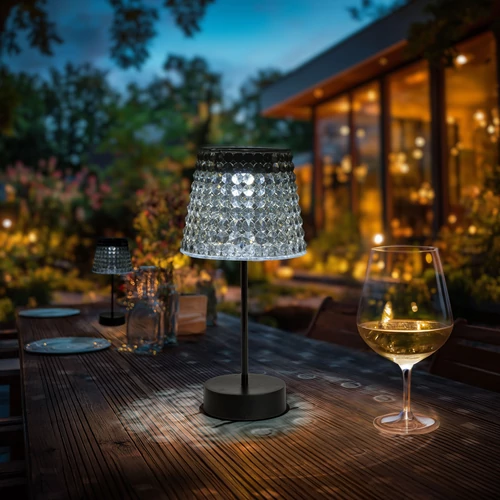 Szolár asztali lámpa - hidegfehér LED - műanyag - 26 x 12 cm