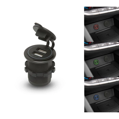 Szivargyújtó helyére beépíthető USB aljzat 2 x USB - 5V - 2,1A