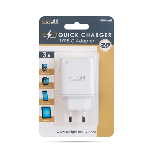 Hálózati USB Type-C aljzat - gyorstöltő PD20W 5V 3A adapter
