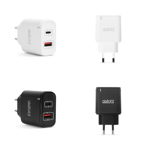Hálózati USB-A és USB Type-C aljzat - gyorstöltő PD20W 5V 3A adapter