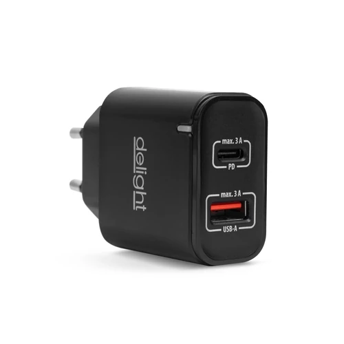Hálózati USB-A és USB Type-C aljzat - gyorstöltő PD20W 5V 3A adapter