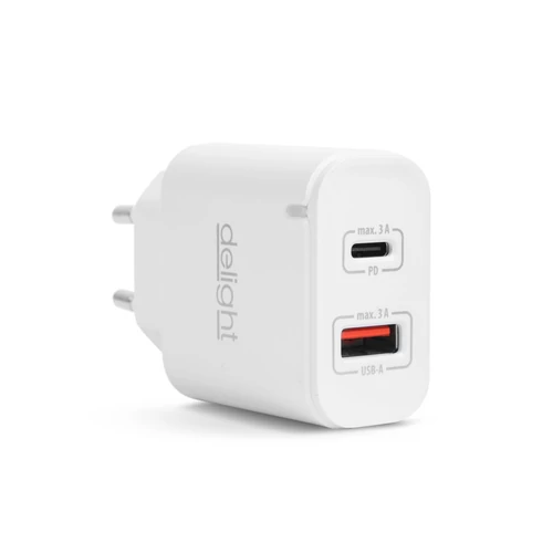 Hálózati USB-A és USB Type-C aljzat - gyorstöltő PD20W 5V 3A adapter