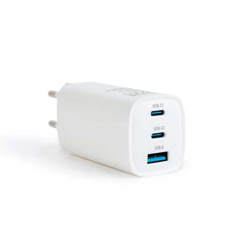 Hálózati USB-A és dupla USB Type-C aljzat - gyorstöltő PD45W 5V 3A adapter