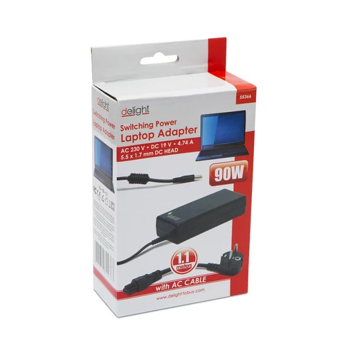 Univerzális laptop/notebook töltő adapter tápkábellel 19V / 4,74A - 5,5 x 1,7 mm