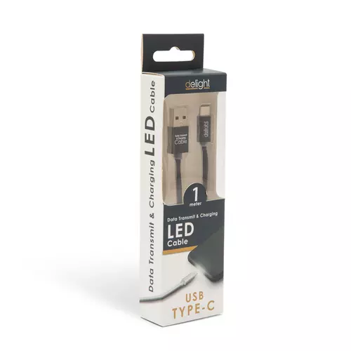 Adatkábel - USB Type-C LED fénnyel 1 m