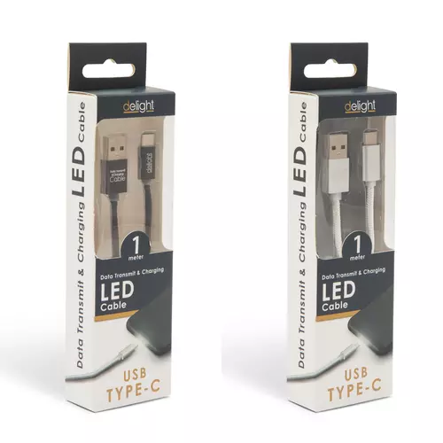 Adatkábel - USB Type-C LED fénnyel 1 m