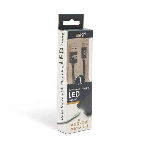 Adatkábel - MicroUSB LED fénnyel 1 m