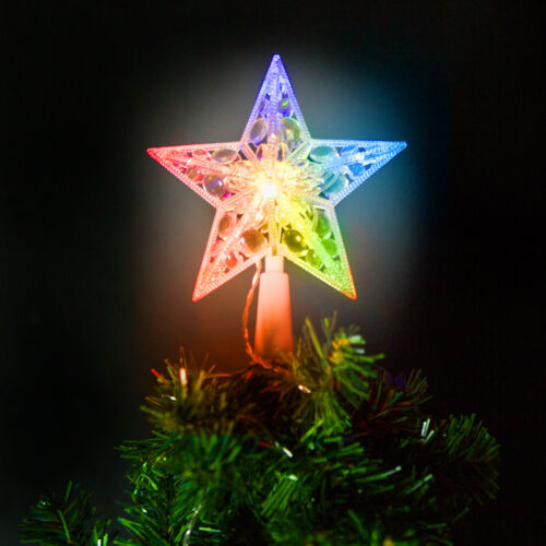 Karácsonyi LED-es csillag csúcsdísz - 10 LED - 15 cm - RGB