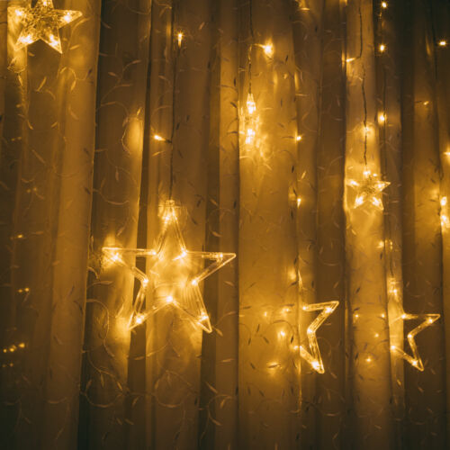 Karácsonyi LED fényfüzér - csillagok - melegfehér - 6 nagy, 6 kicsi - 3 x 1 m
