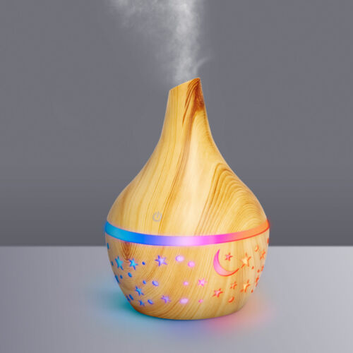 Színváltós fényterápiás aroma diffúzor párologtató - fahatású minta - 300 ml