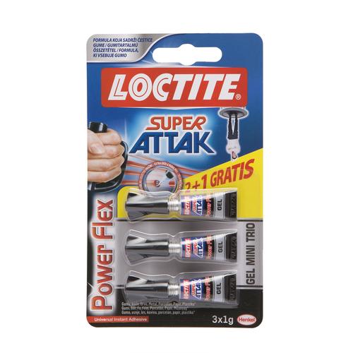 Loctite Super Attak Power Felx Mini Trió - Gél állagú pillanatragasztó - 3x1 g